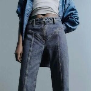 ZARA TRF Seamed Straight Leg Jeans with Exposed Zipper size 2